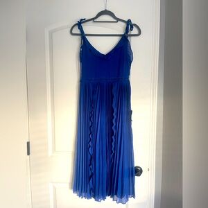 Lulu’s Never a Dull Moment Bright Red Tie-Strap Pleated Midi Dress